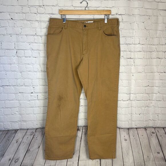 Carhartt Mens Relaxed Fit Rugged Flex Brown Khaki Work Pants size 40x32 BN2517-M - Picture 1 of 9